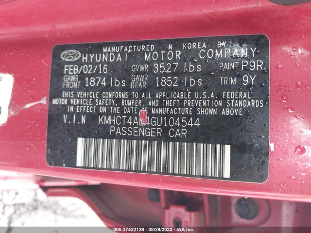 2016 HYUNDAI ACCENT SE VIN: KMHCT4AE4GU104544
