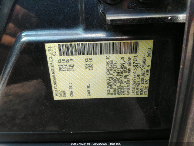 2011 NISSAN ALTIMA 2.5 SL VIN: 1N4AL2AP7BN458701