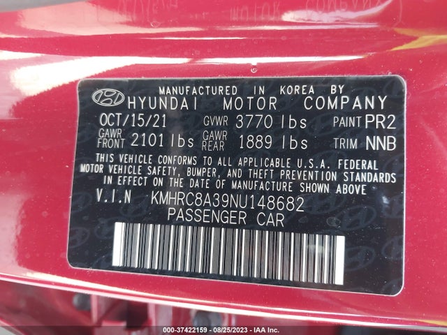 2022 HYUNDAI VENUE LIMITED VIN: KMHRC8A39NU148682