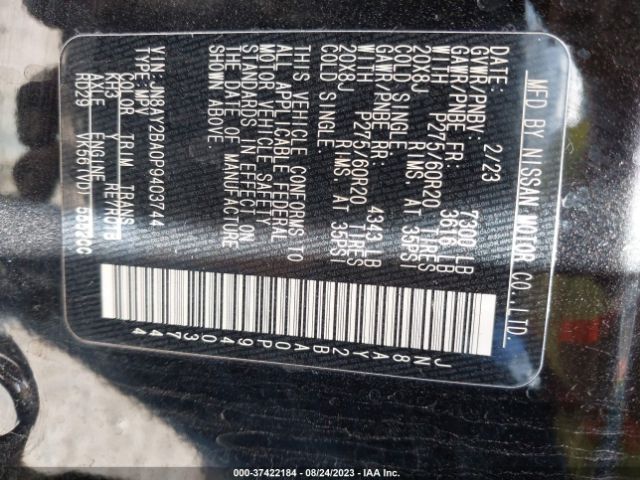 JN8AY2BA0P9403744 Nissan Armada Sl