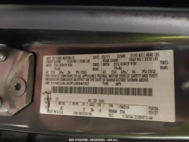 1FMCU9J93FUB94197 Ford Escape Titanium