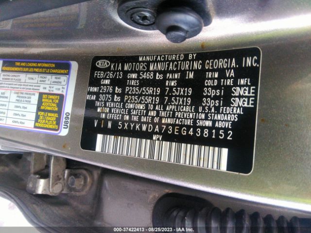 5XYKWDA73EG438152 KIA Sorento Sx Limited