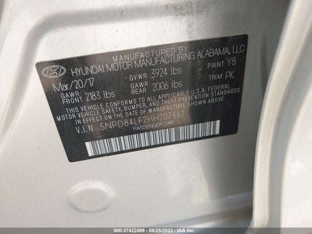 2017 HYUNDAI ELANTRA SE VIN: 5NPD84LF2HH207361