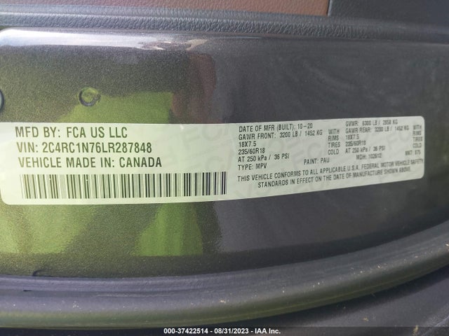 2C4RC1N76LR287848 Chrysler Pacifica Hybrid Limited