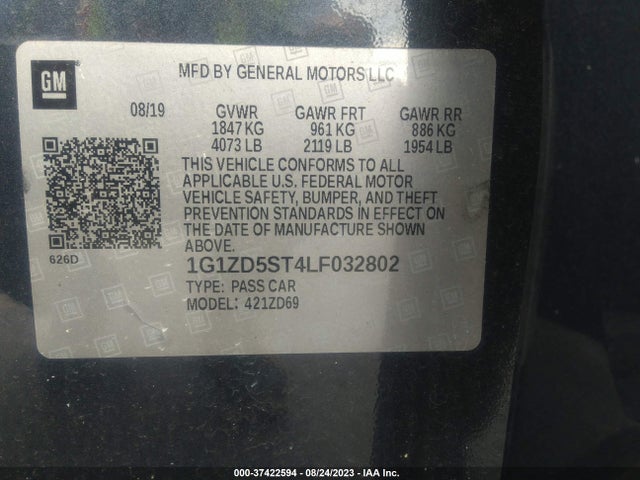 Chevrolet MALIBU LT 2020 1G1ZD5ST4LF032802 Image 9