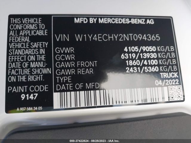 W1Y4ECHY2NT094365 Mercedes-Benz SPRINTER CARGO VAN