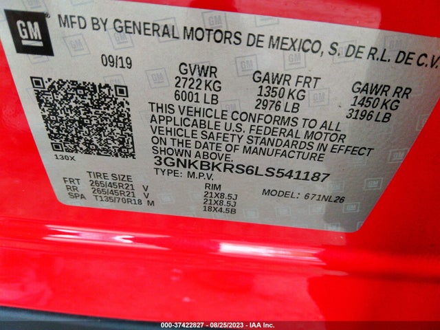 Chevrolet BLAZER RS 2020 3GNKBKRS6LS541187 Image 9