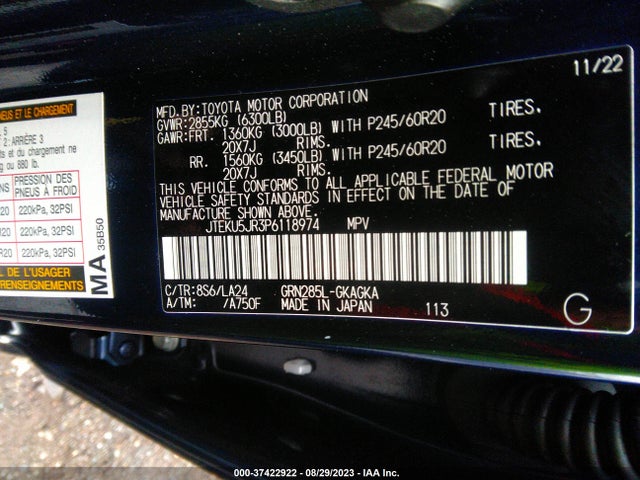 Toyota 4runner Limited 2023 JTEKU5JR3P6118974 Image 9