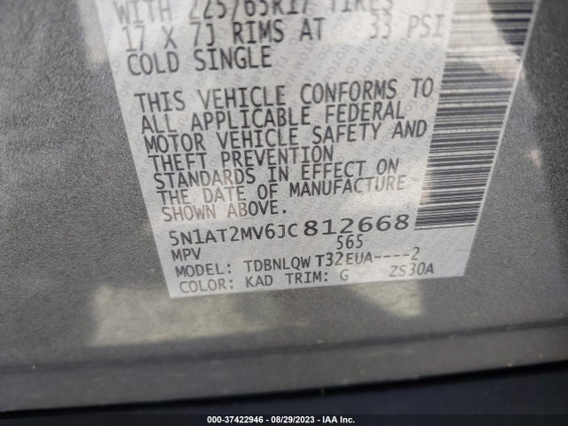 Nissan ROGUE SV 2018 5N1AT2MV6JC812668 Image 9