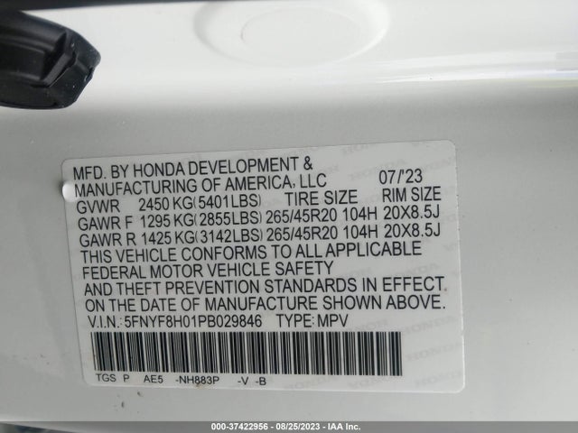 Honda Passport Elite 2023 5FNYF8H01PB029846 Image 15