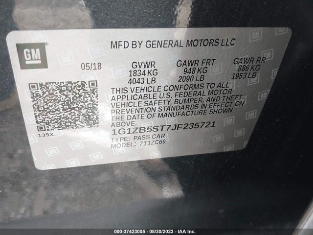 Chevrolet MALIBU LS 2018 1G1ZB5ST7JF235721 Image 9