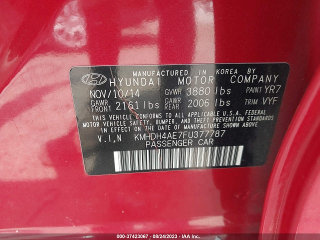 Hyundai ELANTRA SE 2015 KMHDH4AE7FU377787 Image 9
