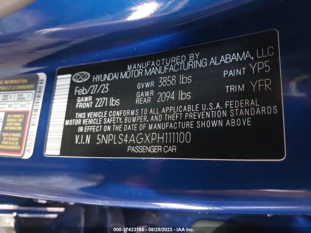 Hyundai ELANTRA SEL 2023 5NPLS4AGXPH111100 Image 9
