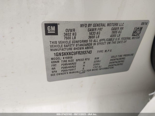 Chevrolet Suburban Ltz 2015 1GNSKKKC9FR283743 Image 9