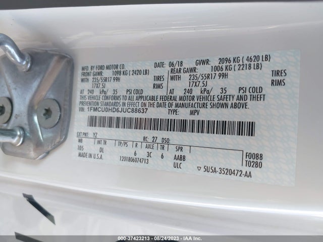 Ford ESCAPE SEL 2018 1FMCU0HD6JUC88637 Image 9