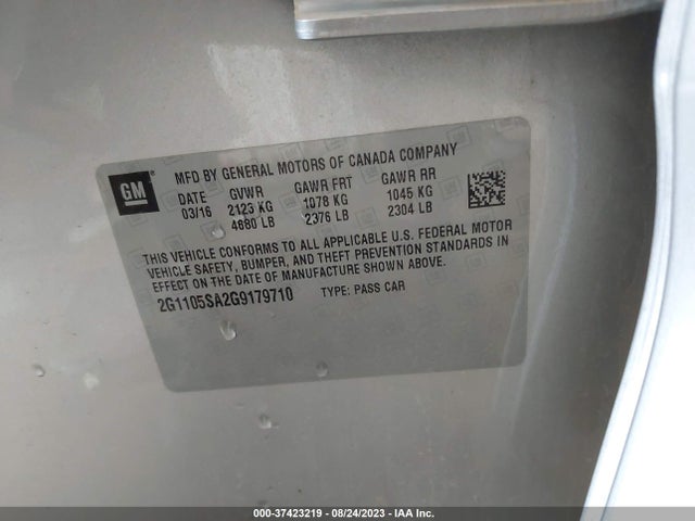 Chevrolet IMPALA 1LT 2016 2G1105SA2G9179710 Image 9