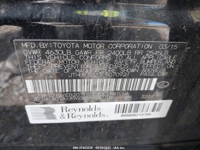 Lexus IS 250 2015 JTHBF1D23F5070921 Image 9