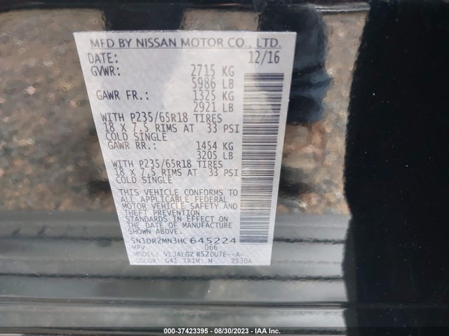 Nissan Pathfinder Sl 2017 5N1DR2MN3HC645224 Image 9
