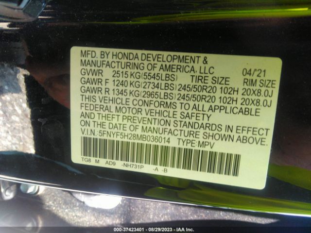 5FNYF5H28MB036014 Honda Pilot Special Edition