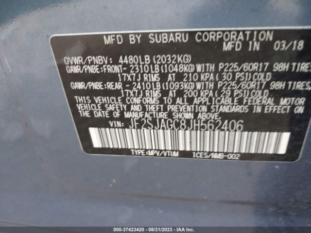 JF2SJAGC8JH562406 Subaru Forester Premium
