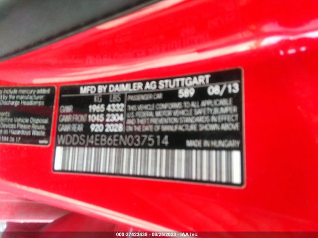 2014 MERCEDES-BENZ CLA-CLASS CLA 250 VIN: WDDSJ4EB6EN037514
