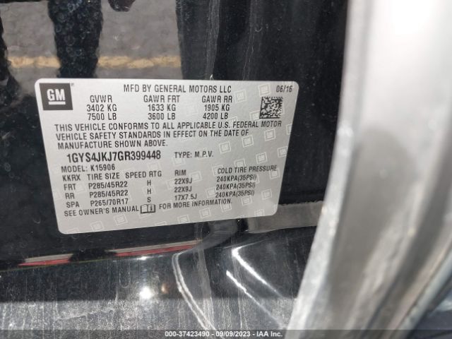 1GYS4JKJ7GR399448 Cadillac Escalade Esv Premium Collection