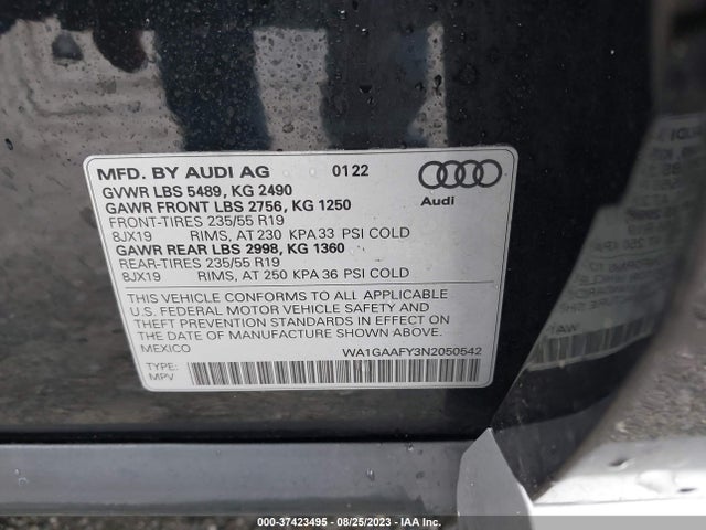 WA1GAAFY3N2050542 Audi Q5 S Line Premium