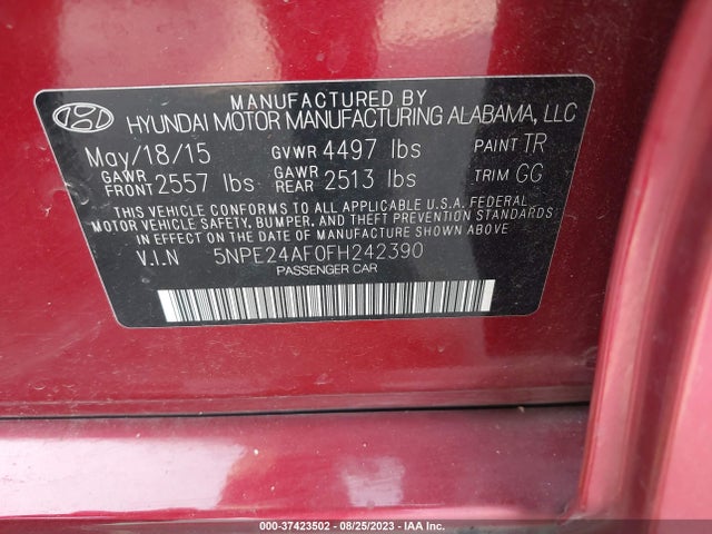 Hyundai Sonata 2.4l Se 2015 5NPE24AF0FH242390 Image 9