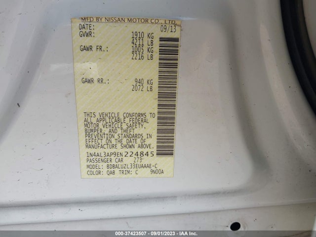 Nissan Altima 2.5 Sv 2014 1N4AL3AP9EN224845 Image 9