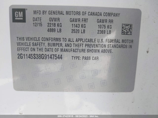 Chevrolet IMPALA LTZ 2016 2G1145S38G9147544 Image 9