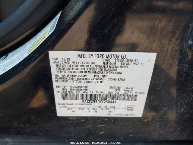 Ford ECOSPORT S 2019 MAJ3S2FE0KC258449 Image 9