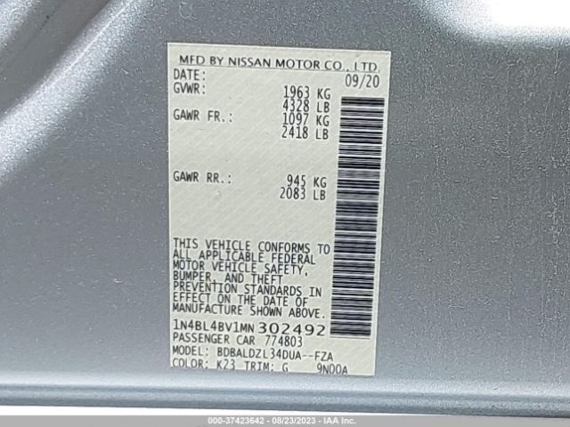 1N4BL4BV1MN302492 Nissan Altima 2.5 S