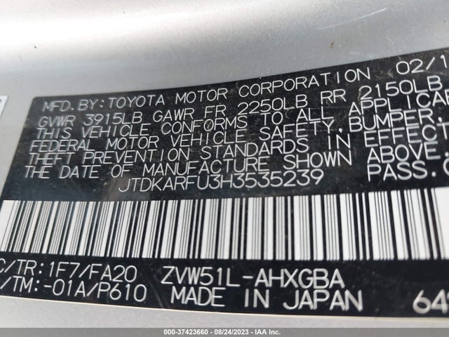 Toyota Prius Three 2017 JTDKARFU3H3535239 Image 9