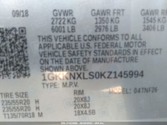 1GKKNXLS0KZ145994 GMC Acadia Denali