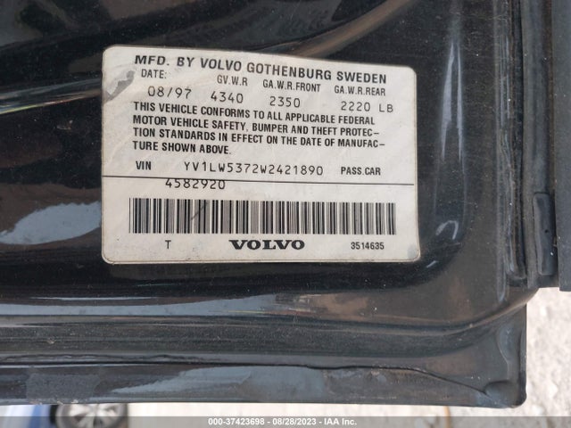 1998 VOLVO V70 T5 VIN: YV1LW5372W2421890