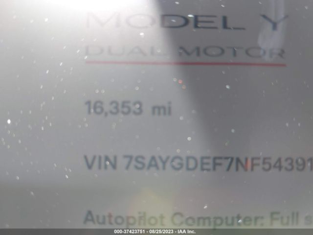 7SAYGDEF7NF543912 Tesla Model Y Performance Dual Motor All-wheel Drive
