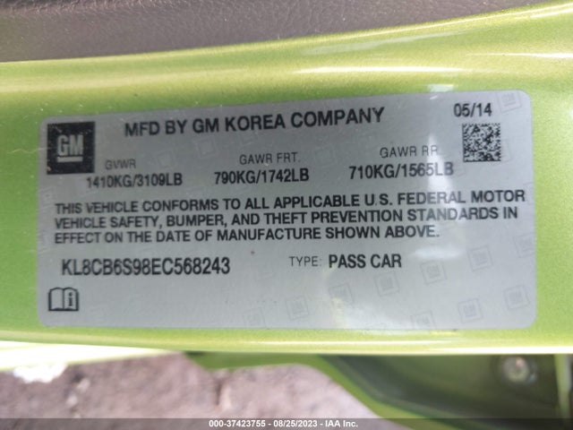 Chevrolet SPARK LS 2014 KL8CB6S98EC568243 Image 10
