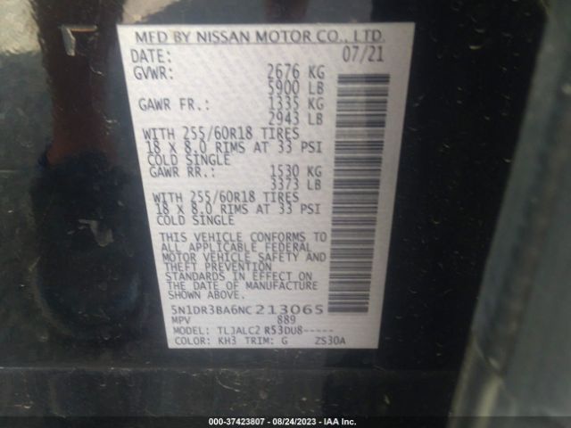 5N1DR3BA6NC213065 Nissan Pathfinder Sv
