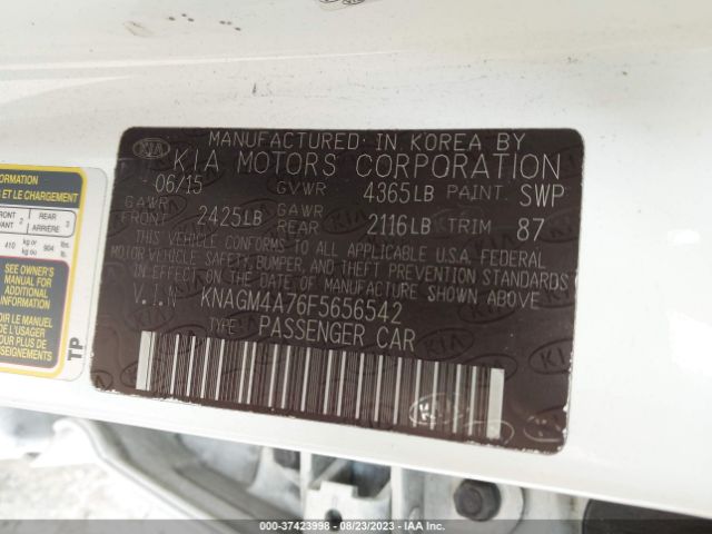 KNAGM4A76F5656542 KIA Optima Lx