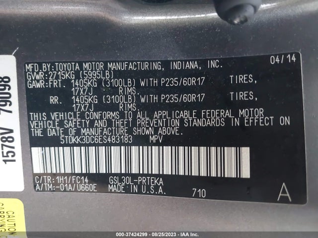 Toyota SIENNA LE 2014 5TDKK3DC6ES483183 Image 9