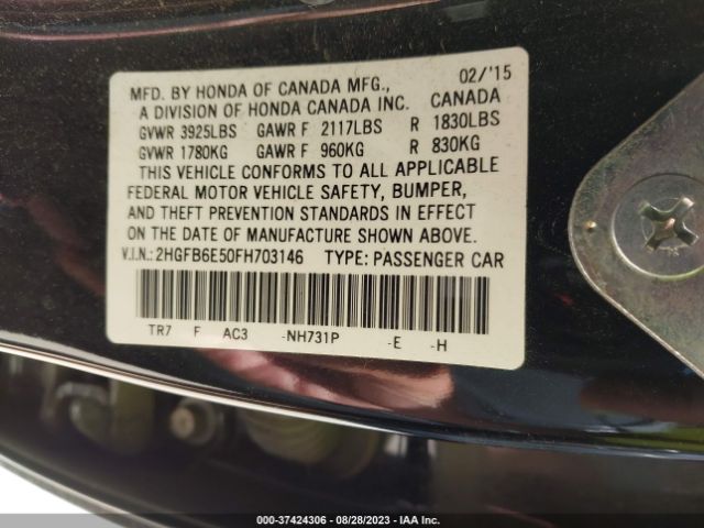 2HGFB6E50FH703146 Honda Civic Sedan Si