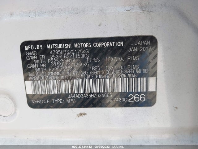 JA4AD3A35HZ034665 Mitsubishi Outlander Se/sel