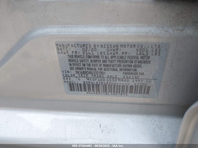 Nissan SENTRA SV 2020 3N1AB8CV8LY227891 Image 9