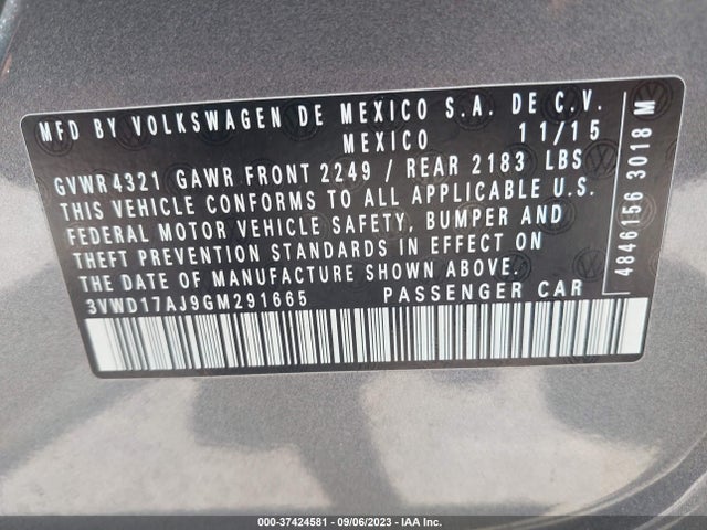3VWD17AJ9GM291665 Volkswagen Jetta Sedan 1.8t Sport
