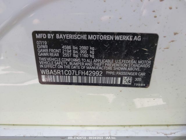 WBA5R1C07LFH42992 BMW 3 Series 330i