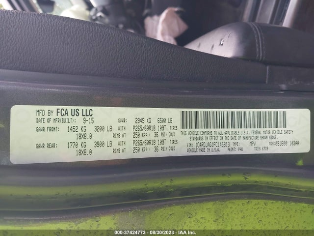 Dodge Durango Sxt 2015 1C4RDJAG1FC145813 Image 9