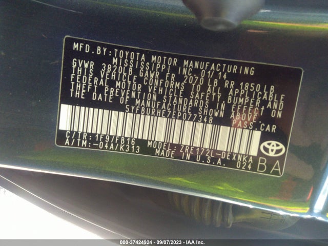 Toyota COROLLA LE 2014 5YFBURHE7EP077348 Image 9