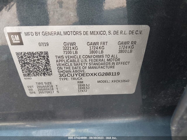 Chevrolet Silverado 1500 Lt 2019 3GCUYDEDXKG288119 Image 9