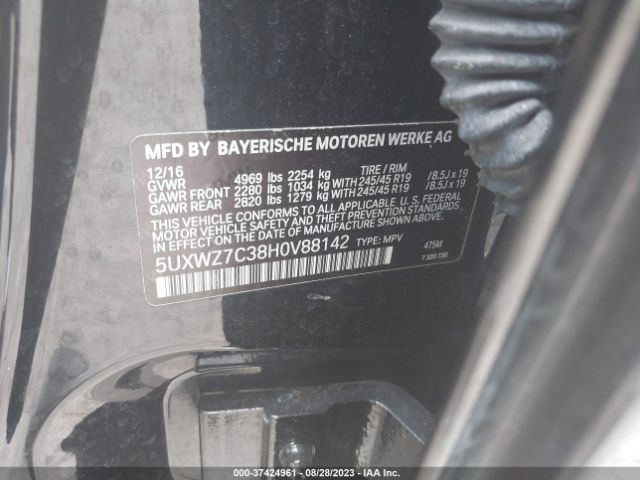 5UXWZ7C38H0V88142 BMW X3 Sdrive28i