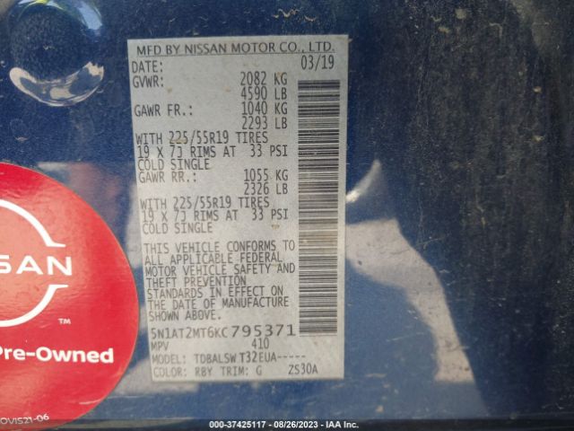 2019 NISSAN ROGUE 5N1AT2MT6KC795371 Photo 8